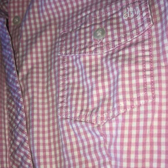 pink and white plaid button up - Picture 2 of 3